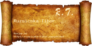 Ruzsicska Tibor névjegykártya